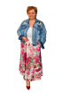 Plus size bavlnená sukňa - ovocie a kvety